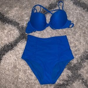 High Waisted Blue Bikini